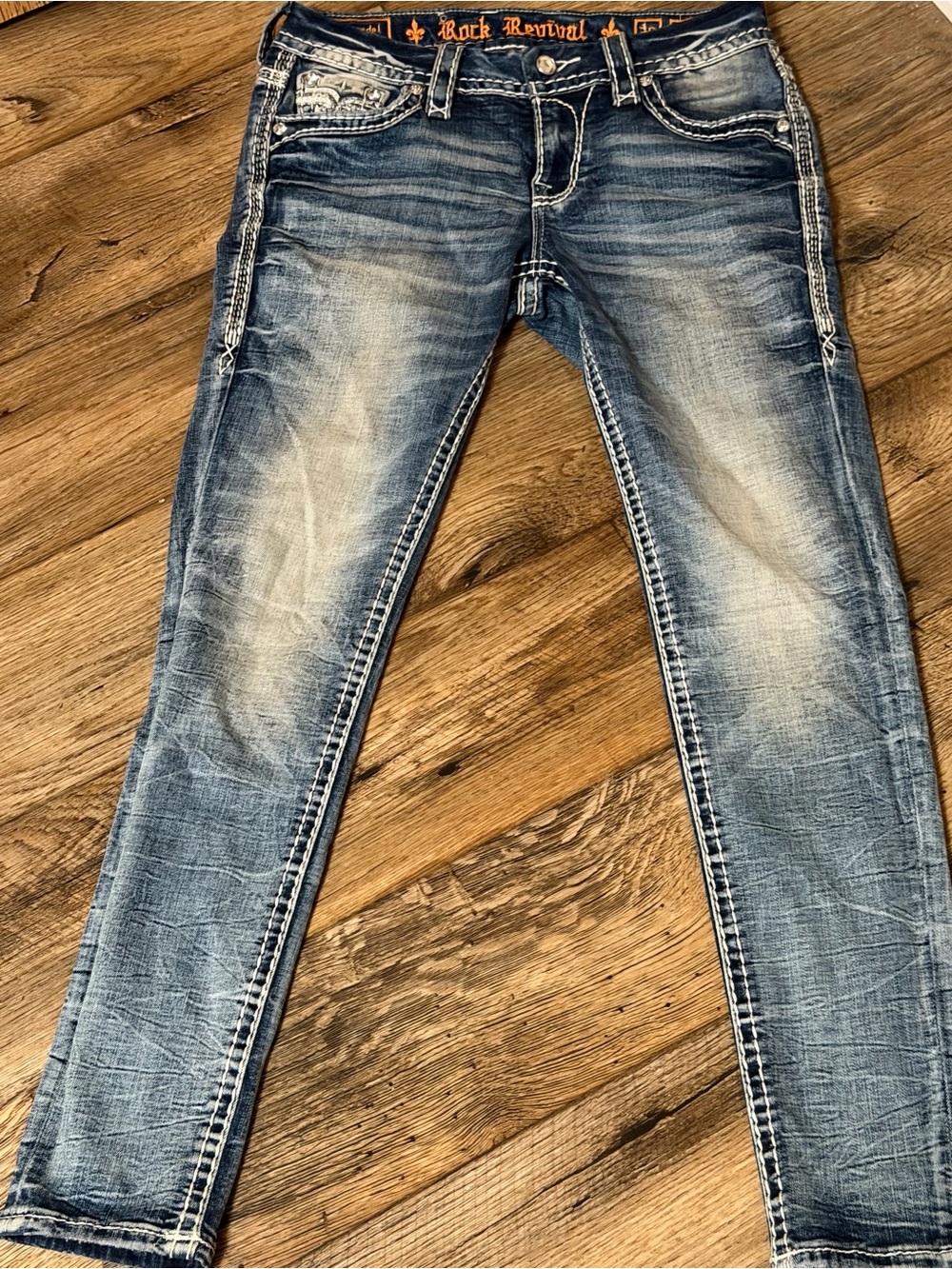 Rock Revival Blue Distressed Skinny Jeans